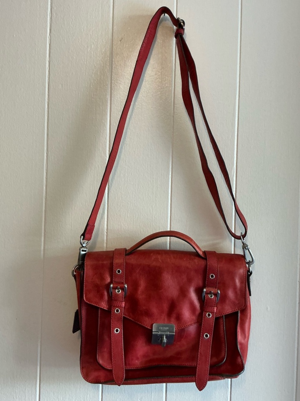 A Rare HTF Vintage Picard Red Leather Crossbody Messenger Handbag Stunning!